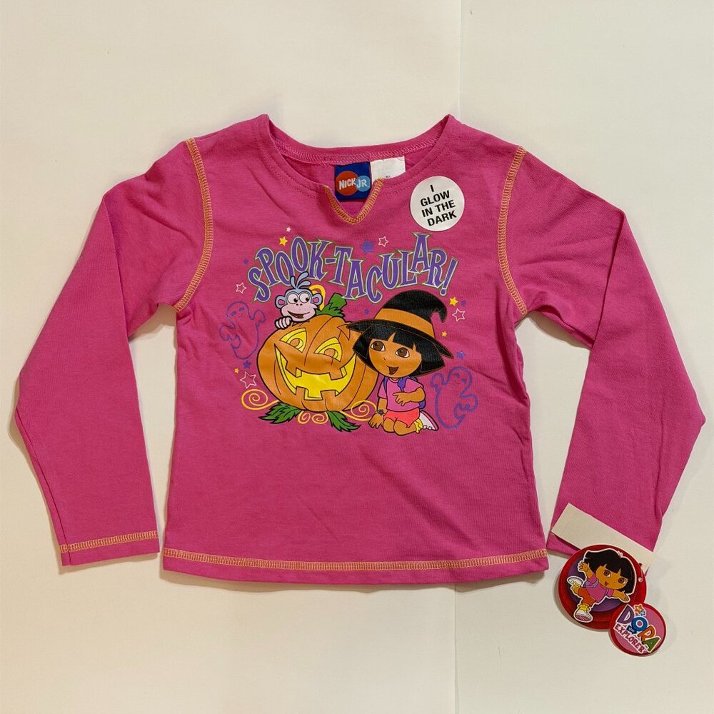Vintage Dora the Explorer Pink Long Sleeve Tee Shirt 6X Halloween